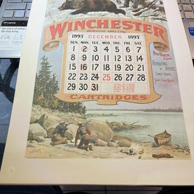 Winchester Repeating Arms DECEMBER 1895 Advertising Calendar Print/Copy 10" x 17" as Pictured.