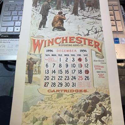 Winchester Repeating Arms DECEMBER 1896 Advertising Calendar Print/Copy 10" x 17" as Pictured.