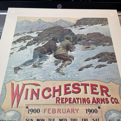 Winchester Repeating Arms FEBRUARY 1900 Advertising Calendar Print/Copy 10" x 17" as Pictured.