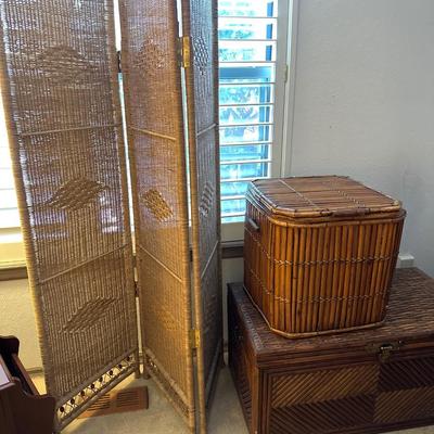 Rattan and bamboo screens and boxes