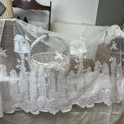 Picnic baskets, Beaded purse, French lace window curtain