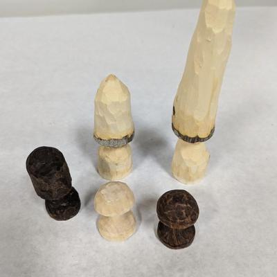 Wooden Mushrooms Hand Carved In Brasstown NC Signed RA