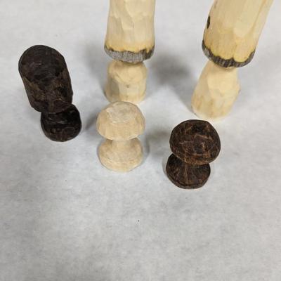 Wooden Mushrooms Hand Carved In Brasstown NC Signed RA