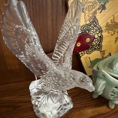 Signed celadon Lot & Waterford Eagle