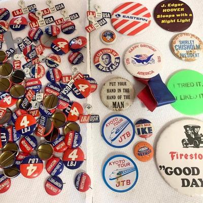 Huge Vintage Button Lot Political & More