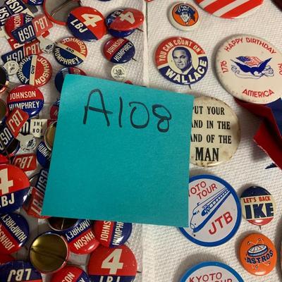 Huge Vintage Button Lot Political & More