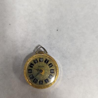 Vintage Lucerne Pocket Watch Ornate Design Gold Tone
