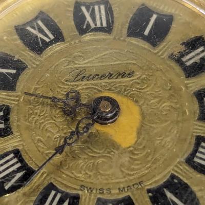 Vintage Lucerne Pocket Watch Ornate Design Gold Tone