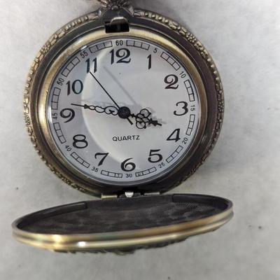 Pocket Watch Bronze Coin Liberty Walking Dollar With Chain