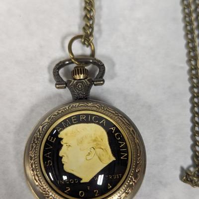 “Save America Again” Donald Trump Pocket Watch 2024 With Chain