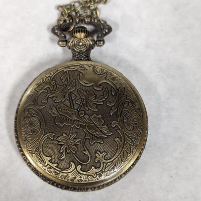 Leaf Bronze Pocket Watch With Chain