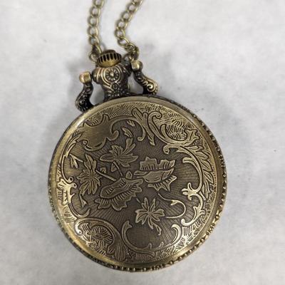Quartz Bronze Fire Fighter Pocket Watch With Chain