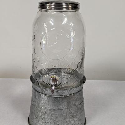 Iced Tea Glass Container With Metal Stand