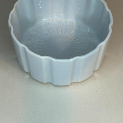 Vintage “FAC” Scalloped White Glazed Ceramic Dish