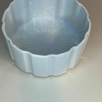 Vintage “FAC” Scalloped White Glazed Ceramic Dish