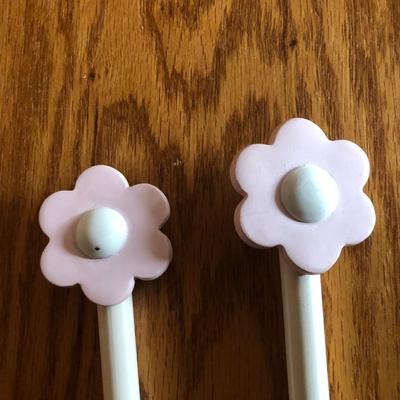 IKEA Curtain Rods adjustable 26in to 50in White with Pink Flowers