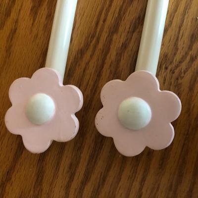 IKEA Curtain Rods adjustable 26in to 50in White with Pink Flowers