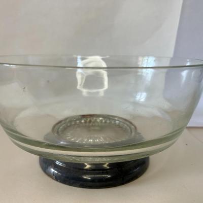 Vintage Clear Glass Bowl on Silver Plate Pedestal c. 1940-50s