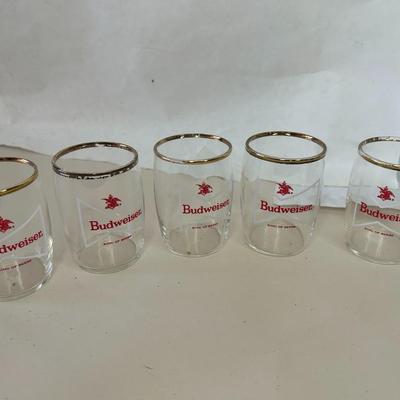 Vintage Budweiser 3” Flight Glasses with Gold Trim – Set of 5