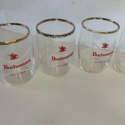Vintage Budweiser 3” Flight Glasses with Gold Trim – Set of 5