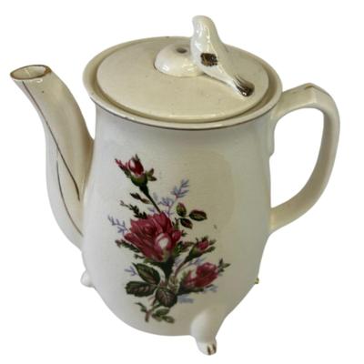 Vintage Japan Electric Teapot Pink Rose and Leaf Design with Cord