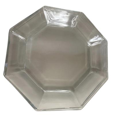Vintage c. 1980s Arcoroc France Clear Octagonal Glass Plates Set of 4