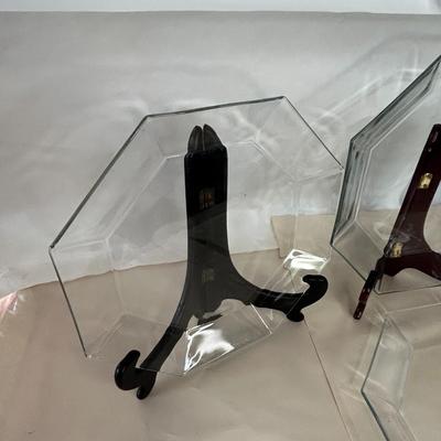 Vintage c. 1980s Arcoroc France Clear Octagonal Glass Plates Set of 4