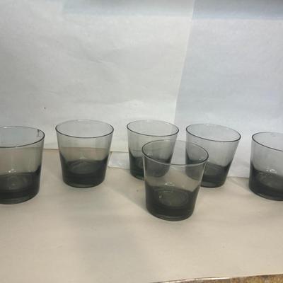 Vintage Libbey Smoky Gray Low-Ball Tumblers - Set of 6