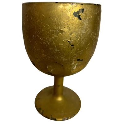 Vintage Brown Glass Painted Gold