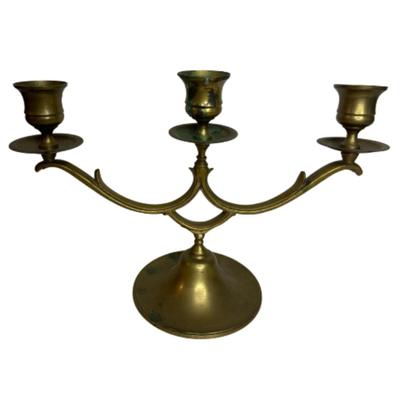 Vintage Solid Brass Candelabra with Three Taper Candle Holders