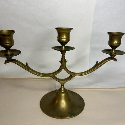Vintage Solid Brass Candelabra with Three Taper Candle Holders