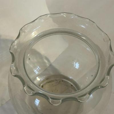 MCM Scalloped Edge Clear Glass Round Fish Bowl Flower Vase