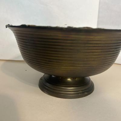 Vintage Brass Compote Bowl Vase Centerpiece Made in India