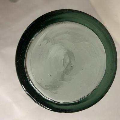 Vintage Late 20th Century Green Hue Cylindrical Glass Vase