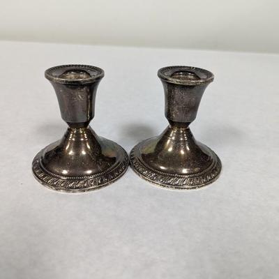 Pair Duchin Creation Sterling Silver Candlesticks Candle Holders Weighted