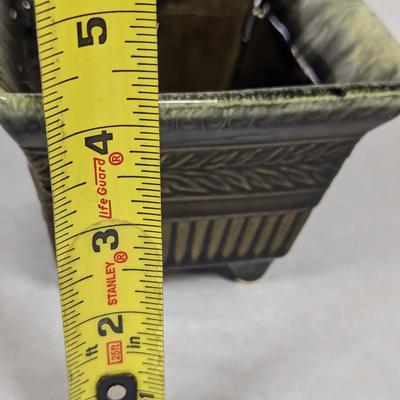 Vintage Hull Squared Green Footed Planter