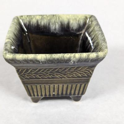 Vintage Hull Squared Green Footed Planter