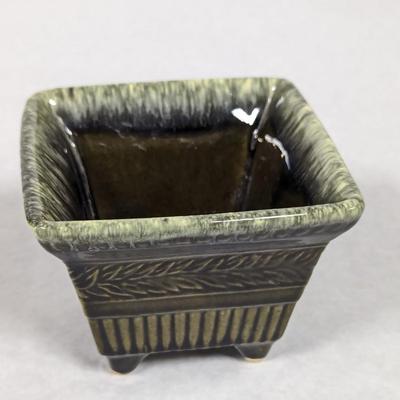 Vintage Hull Squared Green Footed Planter