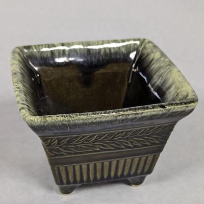 Vintage Hull Squared Green Footed Planter