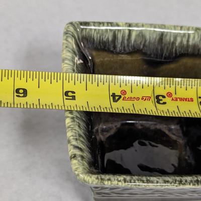 Vintage Hull Squared Green Footed Planter