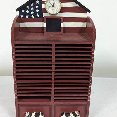 Wooden Barn Calendar With Day Dividers & Drawers