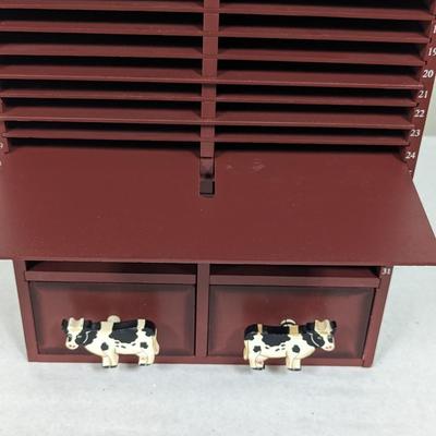 Wooden Barn Calendar With Day Dividers & Drawers