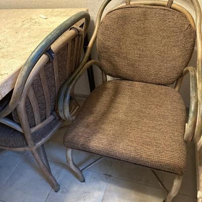 Travertine & antique brass breakfast table