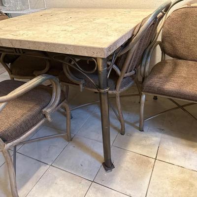 Travertine & antique brass breakfast table