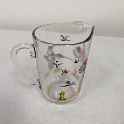 Vintage Pheasant Hunting Birds Glass Pitcher