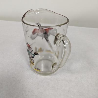Vintage Pheasant Hunting Birds Glass Pitcher