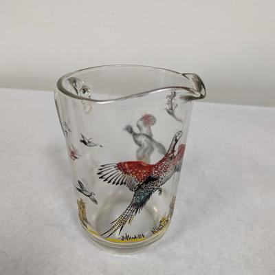 Vintage Pheasant Hunting Birds Glass Pitcher