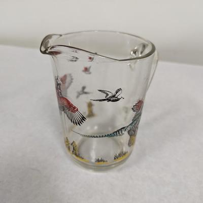 Vintage Pheasant Hunting Birds Glass Pitcher