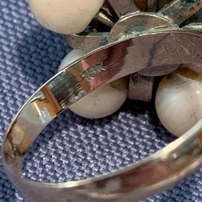 18k Yellow Gold Estate Ring w/ Pearls Size 6