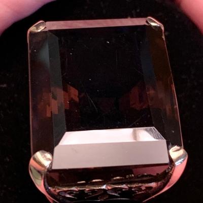 18k Yellow Gold Evening Ring with HUGE Stone Size 7 1/2 - 8